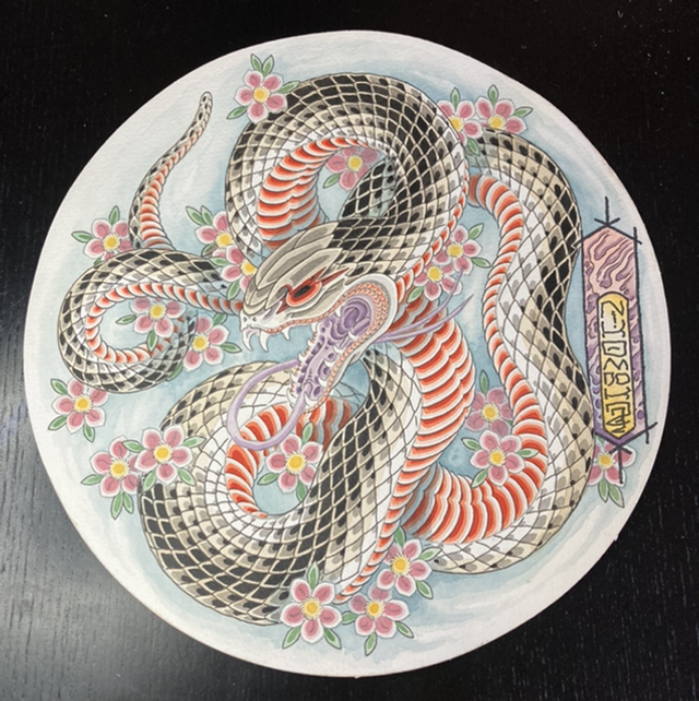 Serpent et sakura 
