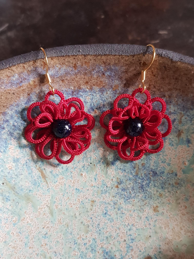 Boucles d'oreille en dentelle Pénelope - avec perle