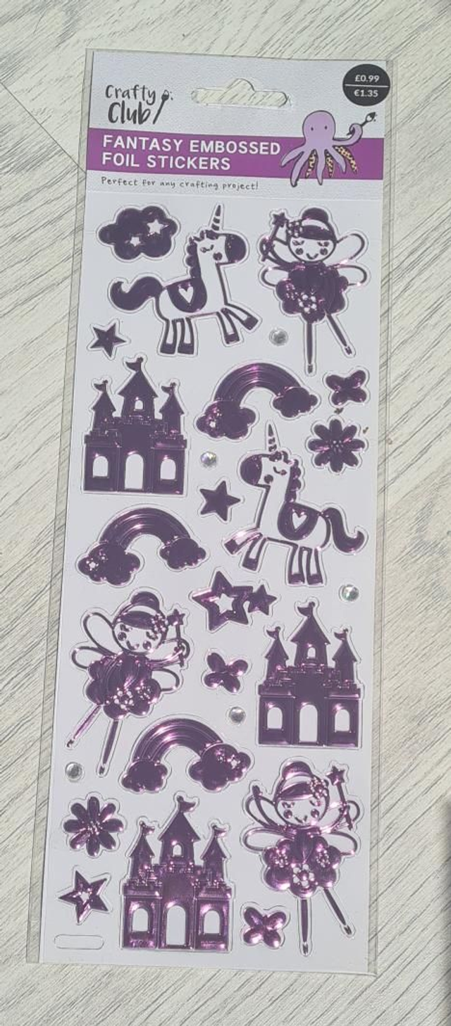 Stickers Fantasy Embossed Foil Purple Diamante