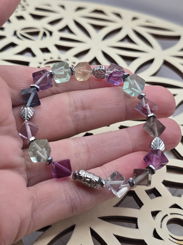 Bracelet Fluorite carré 0,8 cm