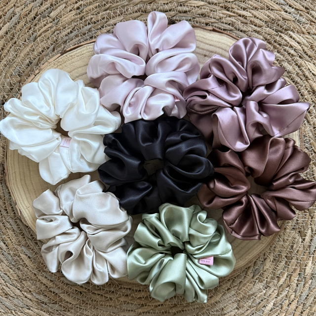 Chouchou en soie- Taille classique - Rose nuage