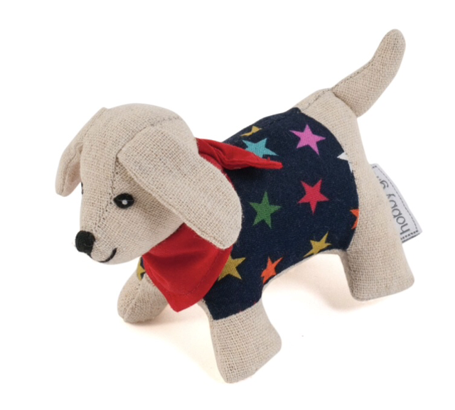 Sausage Dog pincushion with Navy Stars 