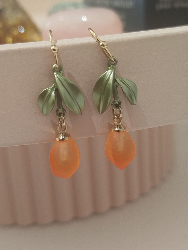 Boucles d&#039;oreilles verre orange