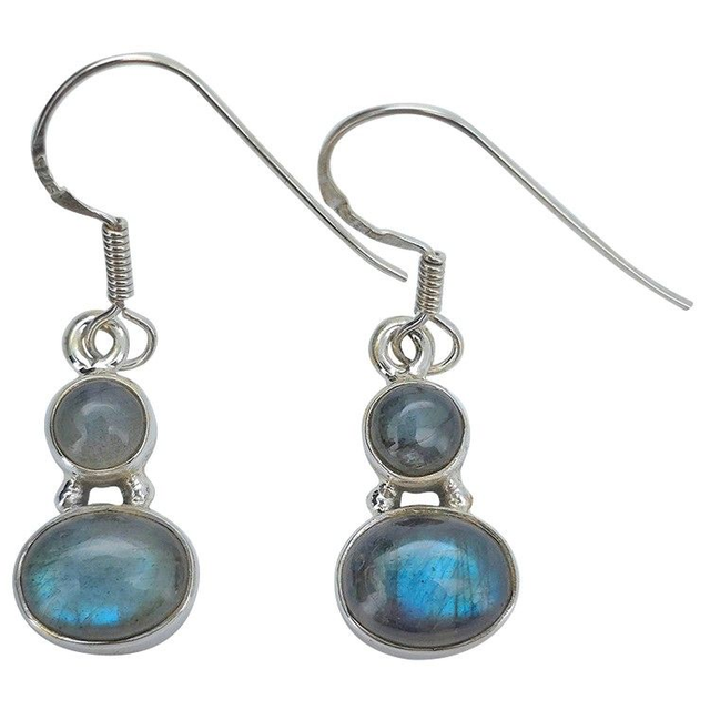Boucles d'oreilles pendantes en argent 925 et labradorite