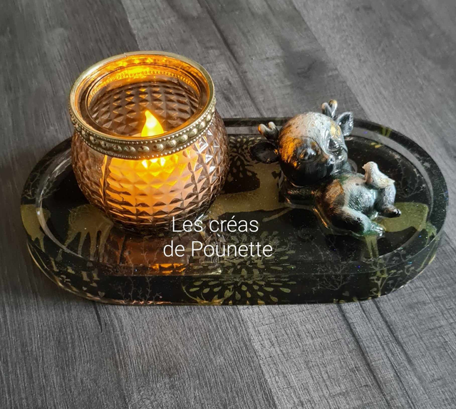 Petit plateau de Noël avec grand photophore