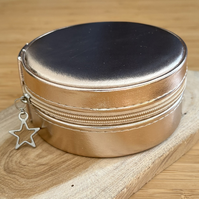 Travel Jewellery Organiser Round Metallic