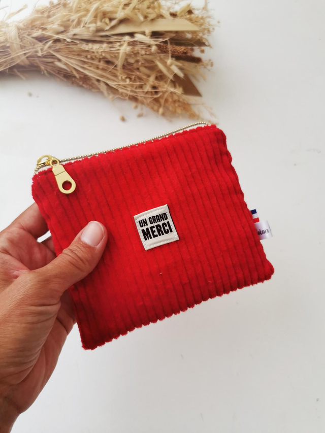 Pochette ROMY "un grand merci" velour rouge