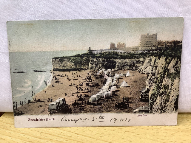 Broadstairs Beach, Kent, Posted 1904 J. Welch &amp; Sons (JWS) antique postcard. Our Ref No R808 £2.25