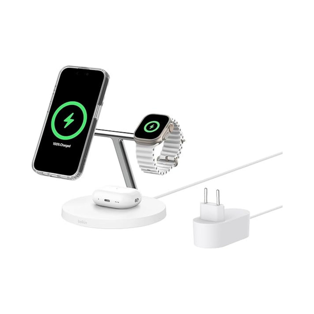 BELKIN Stazione di ricarica 3-in-1 con Qi2 (15W) (Bianco)
