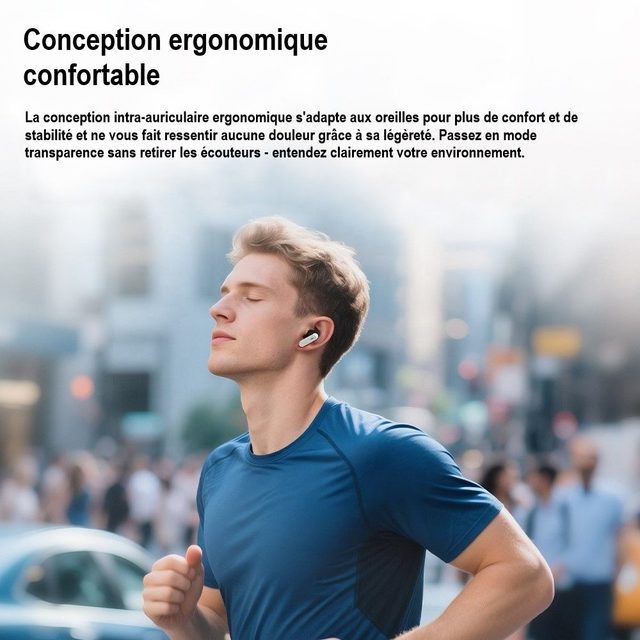 Langsdom écouteur TG16 ZETA Gris véritable casque stéréo sans fil Smart APP contrôle ANC ENC casque antibruit à faible latence. TWS V6.0 Bluetooth