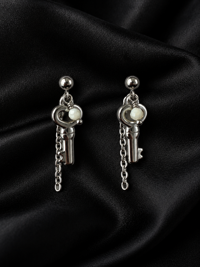 Boucles d'oreilles Clé du Coeur Argenté