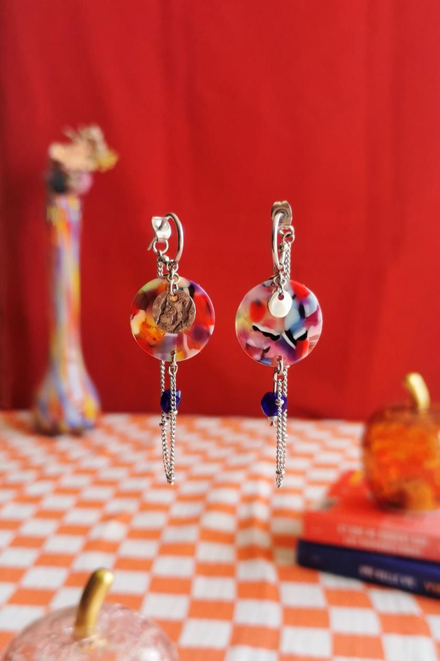 Boucles d'oreilles Asymétriques Multicolores