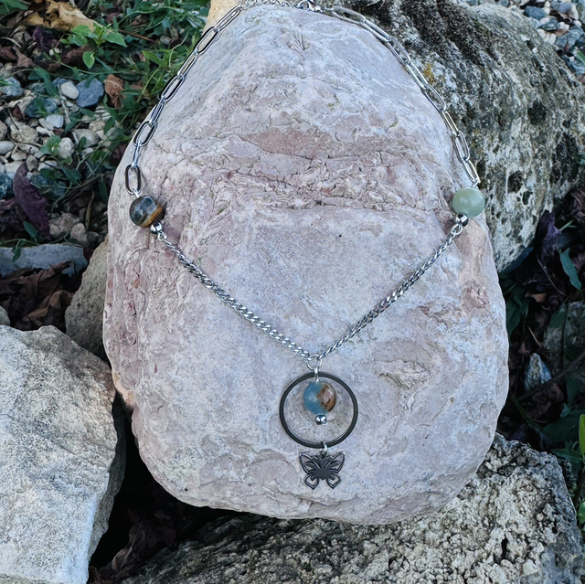 Collier PSYCHÉ calcite bleu