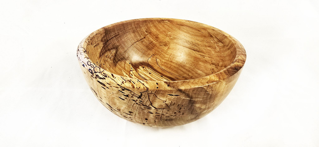MA67 Medium Spalted Silver Birch Bowl by Meyrick Ames, 19x9.5cm Wood