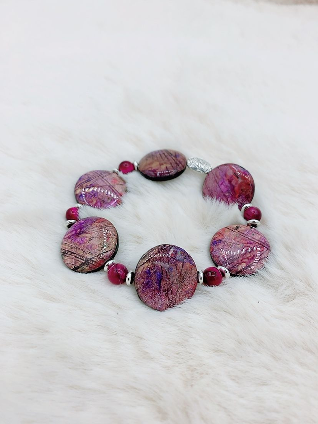 Bracelet "Etincelle" et Pierres d'Œil de tigre Teintée