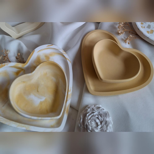 Herzschalen Set marmoriert