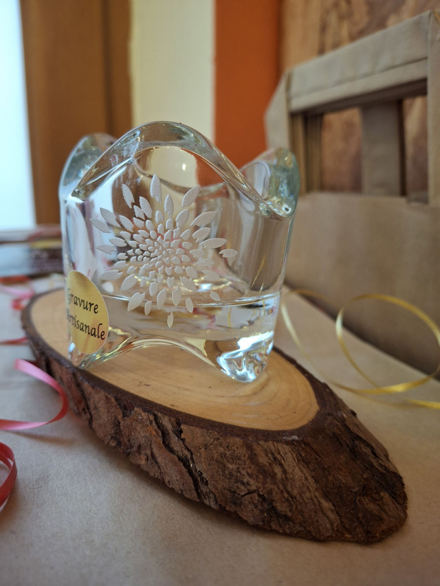 Photophore ondulé verre Etoile Fleur