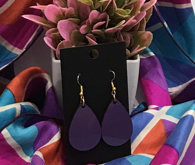 Purple Wood Dangling Earrings- SWDE14