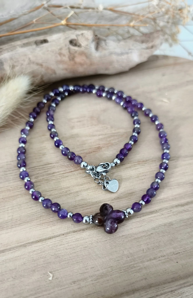 A Collier "Trèfle" Améthyste