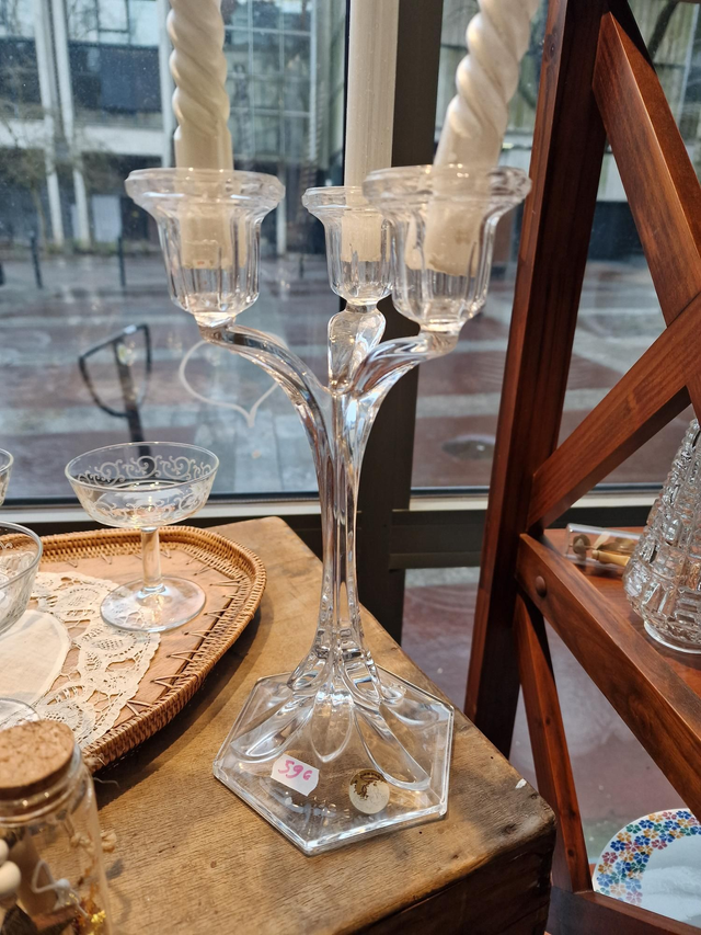 Bougeoir 3 branches en cristal 