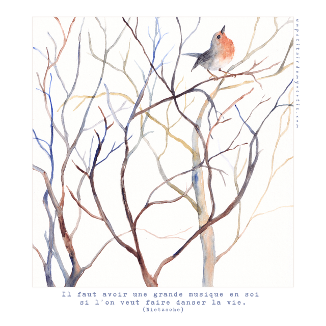 Carte postale "une grande musique en soi" - Rouge-gorge