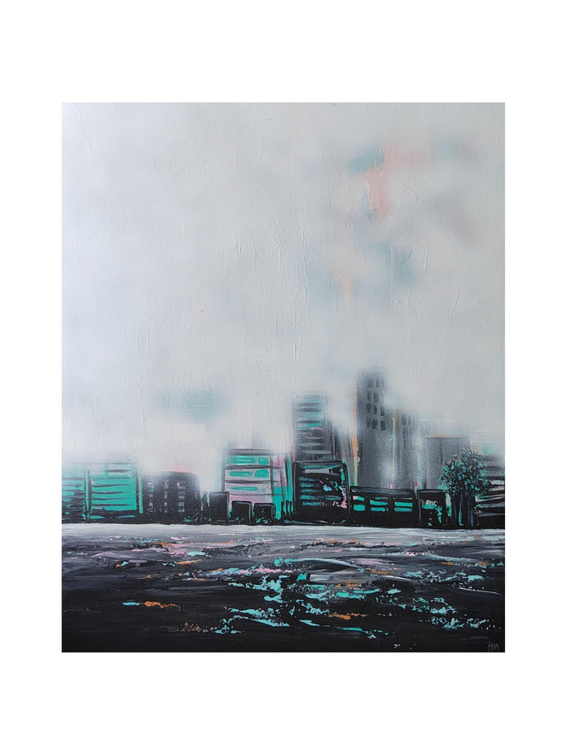 &quot;Leaving the city&quot; - 81 x 100 cm