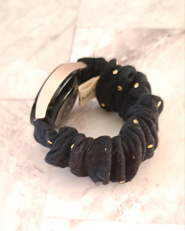 Bracelet chouchou pour montre gaze noire