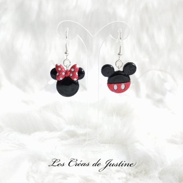 Boucles d&#039;oreilles Mickey et Minnie glitter 