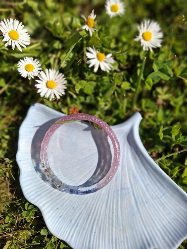 Bracelet  rose et fleurs séchées bleuet