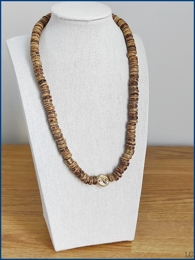 Collier bois yin yang
