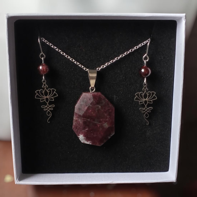 Garnet Earring and Necklace Set 