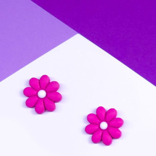 Large Pink Flower Studs