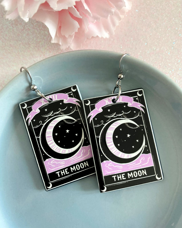 Boucles d&#039;oreilles carte de tarot, The moon