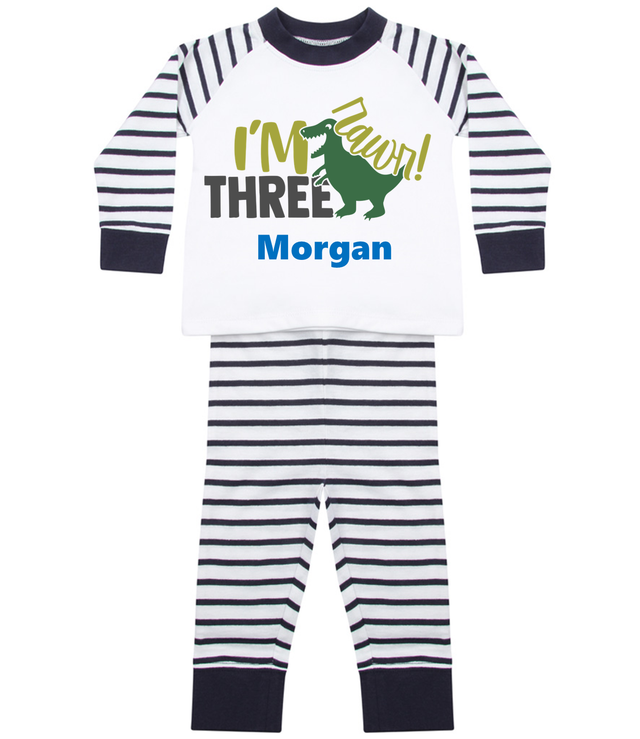 Personalised Pyjamas - Rawr - Blue