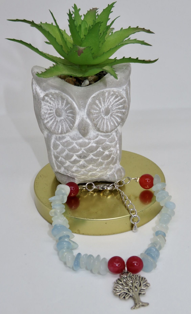 Bracelet en Aigue-marine sur fermoir