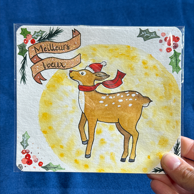 Carte de vœux aquarelle originale 