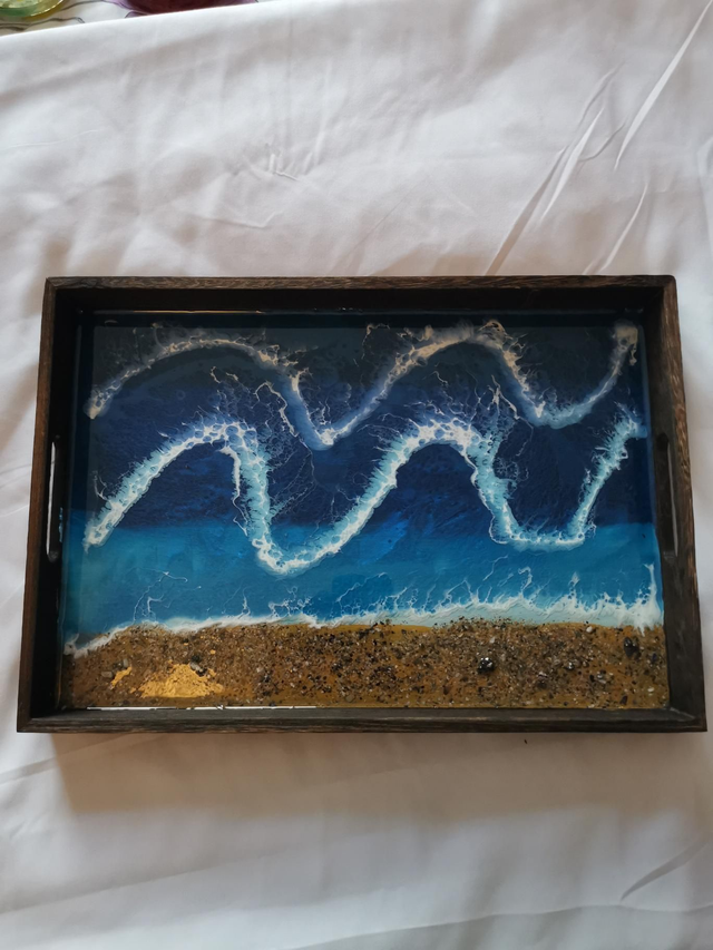 Dark wood large tray