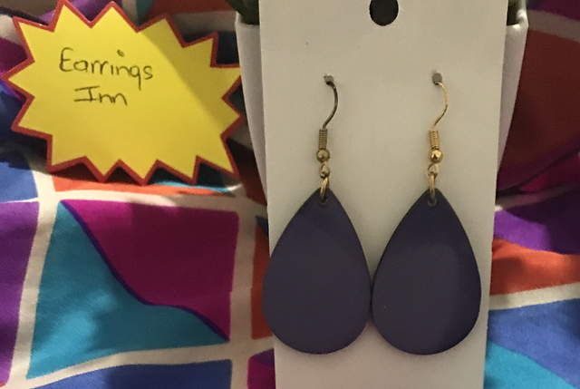 Purple Natural Wood Dangling Earrings-SWDE38