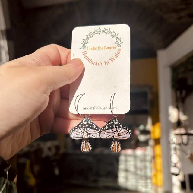 Pastel Celestial Mushroom Earrings
