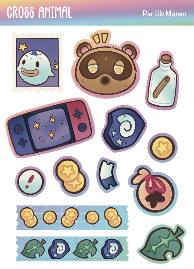 Planche de stickers animal crossing 