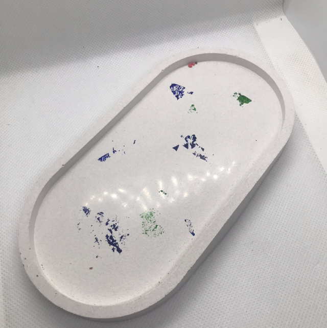 Plateau feuille dor verte et bleu 