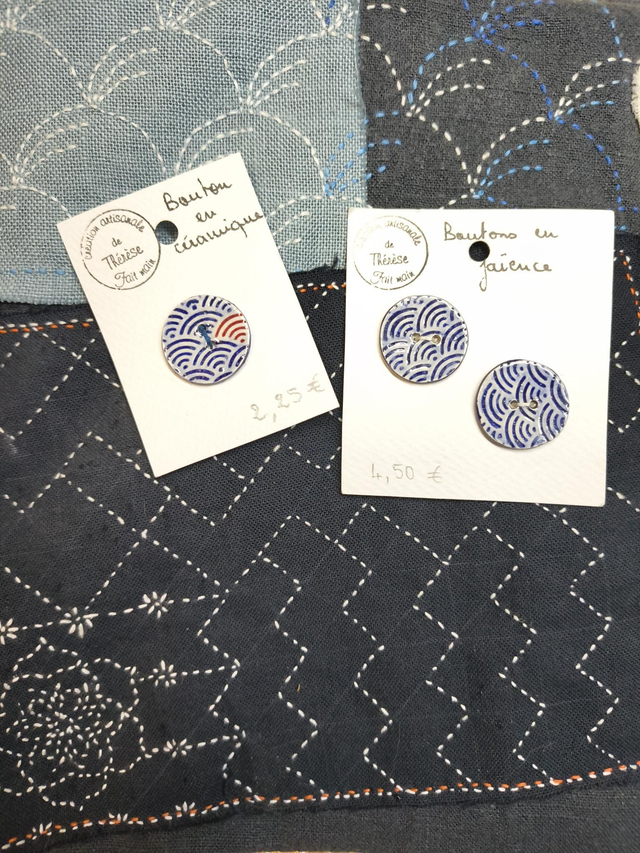 Boutons sashiko faïence 