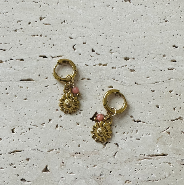 Oorbellen zonnebloem oranje 