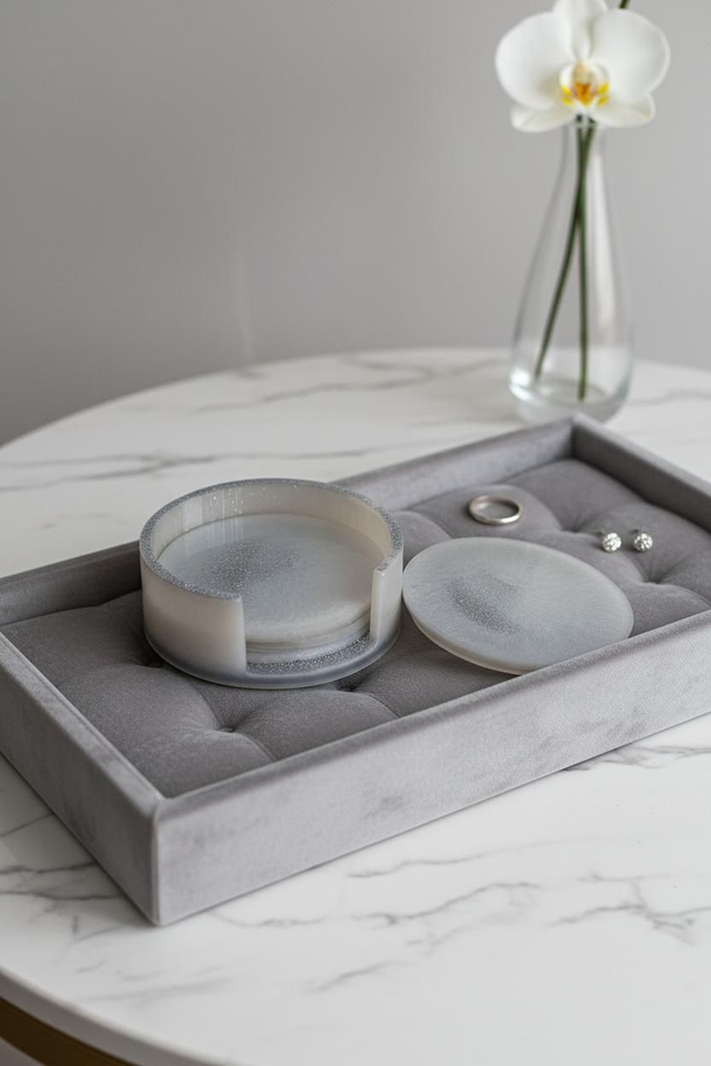 Lot de 4 dessous de verre et support 