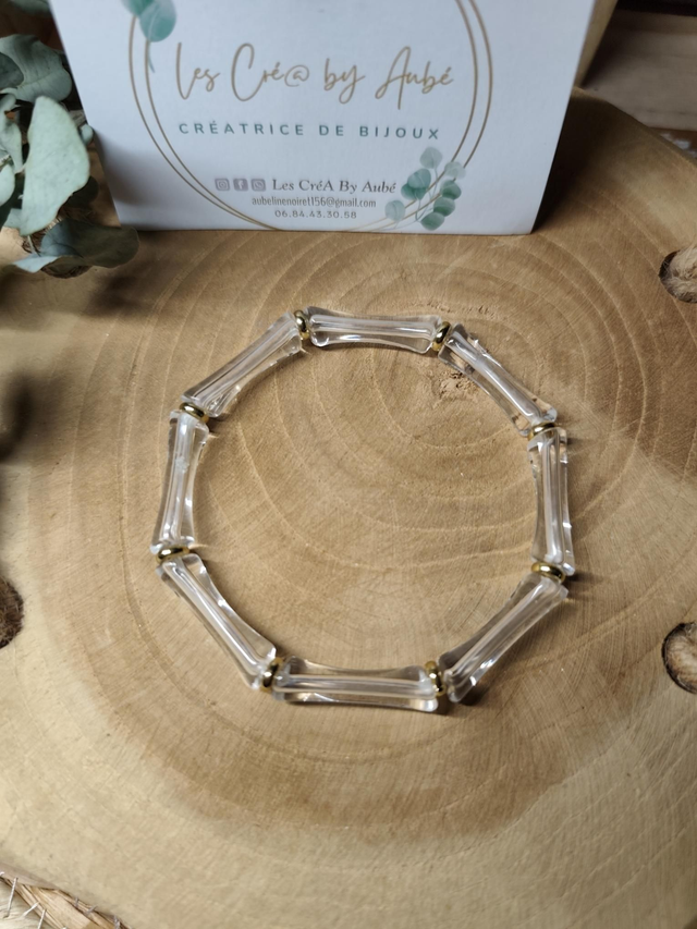 BRACELET PERLES TUBES TRANSPARENT 0000907