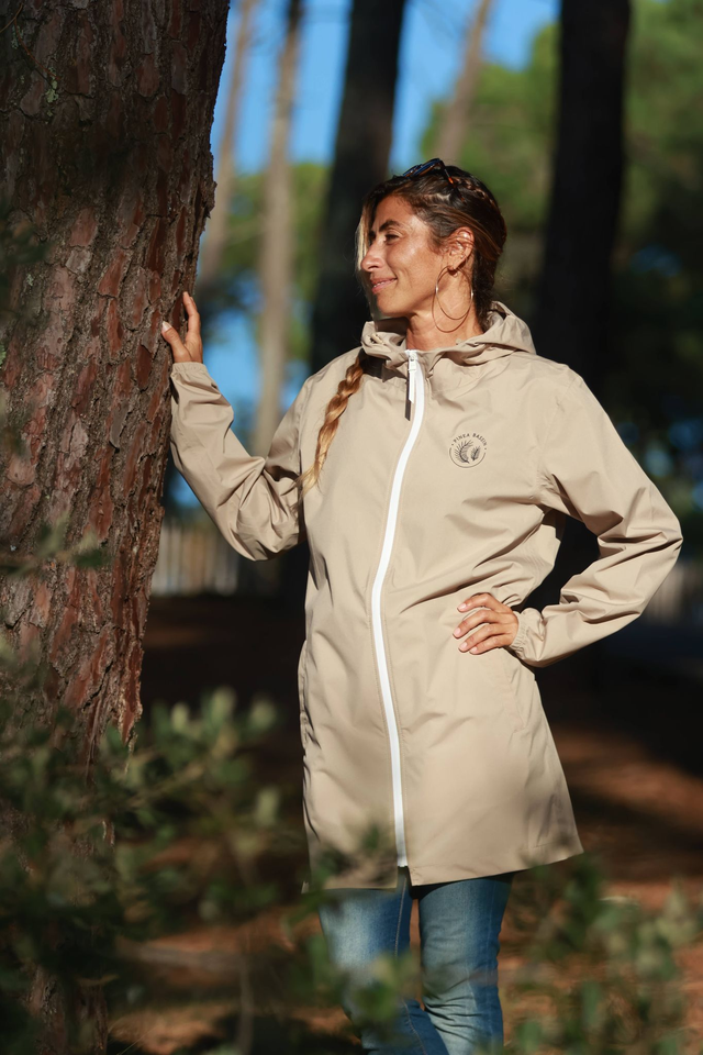 VESTE LONGUE IMPERMÉABLE BEIGE