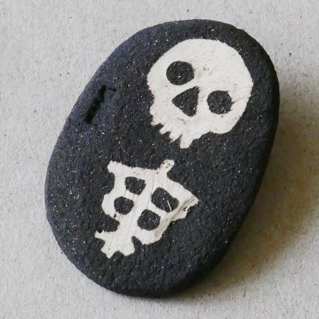 Memento Mori Inlaid Stoneware Pin Brooch