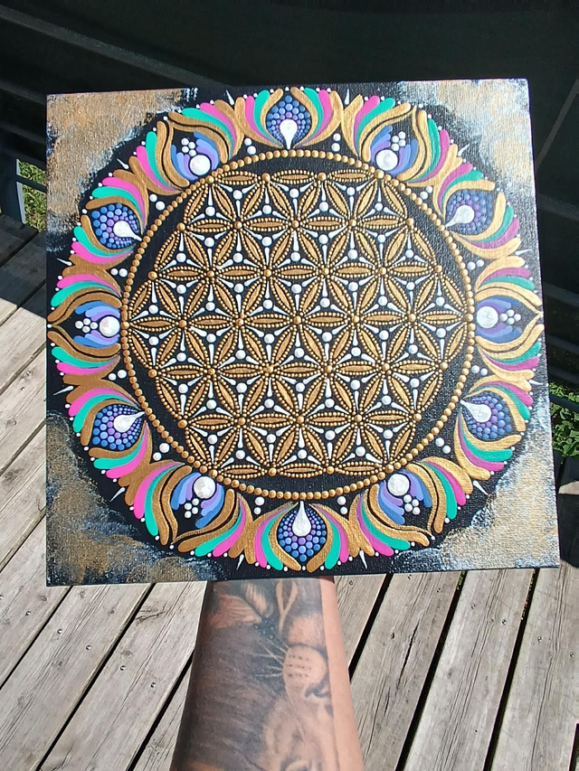 Carton entoilé fleur de vie 