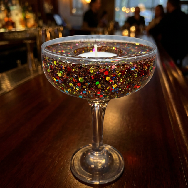 Glitter Martini Tea Light Holder - Multicoloured