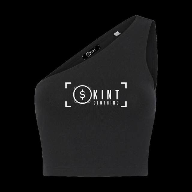 Skint one shoulder crop top [black]